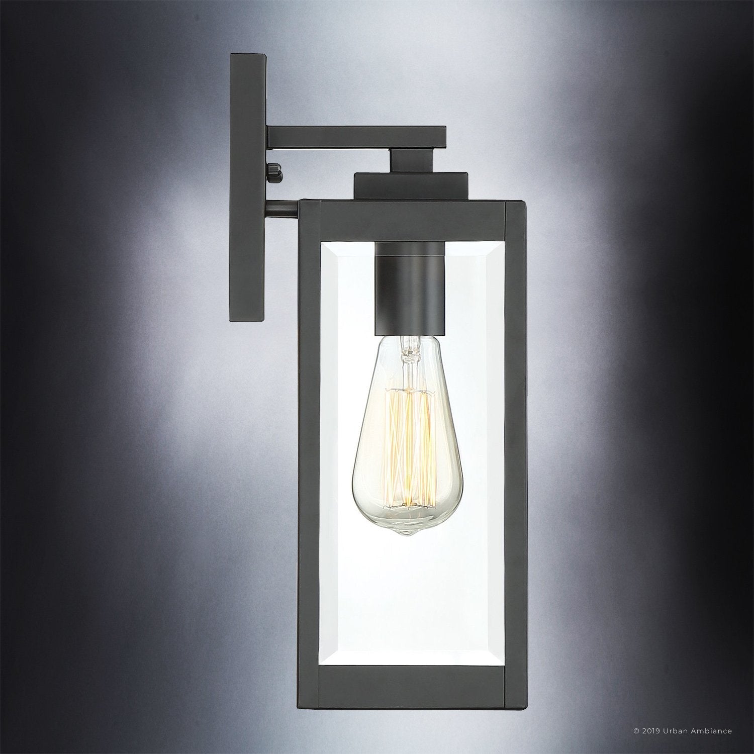 Applique extérieure Murale Acier Noir Verre 36cm Moderne Ferme Étanche | Restfield