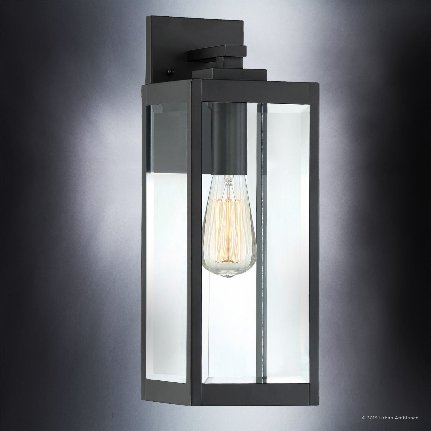 Applique extérieure Murale Acier Noir Verre 43cm Moderne Ferme Étanche | Restfield