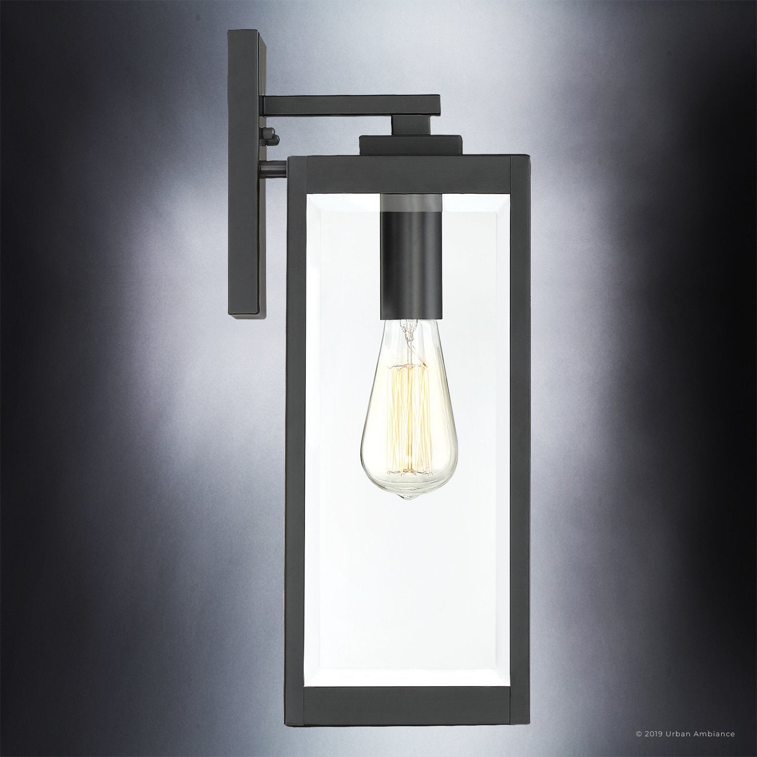 Applique extérieure Murale Acier Noir Verre 43cm Moderne Ferme Étanche | Restfield