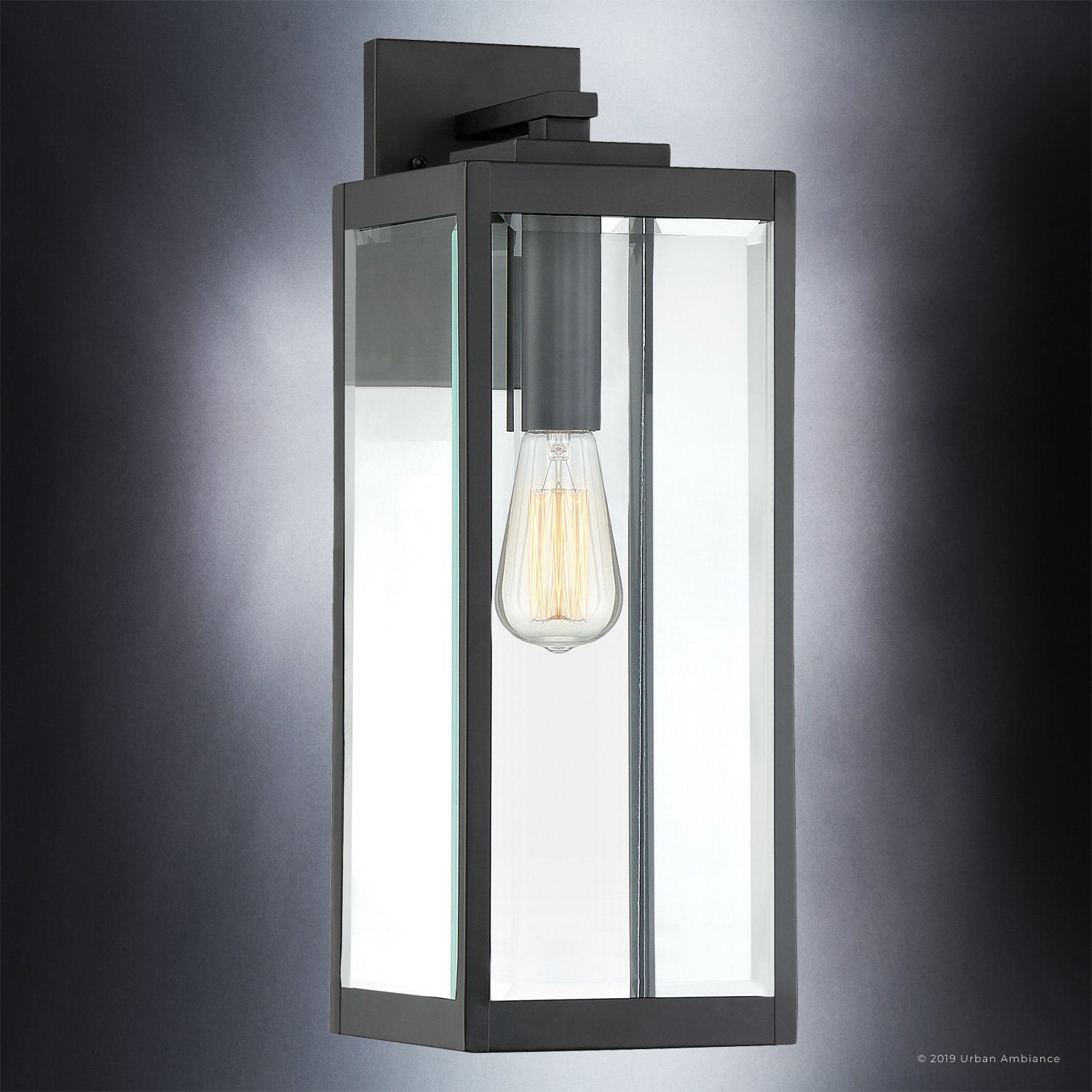 Buitenlamp Wandlamp Groot Zwart Staal Glas 51cm Modern Farmhouse Waterdicht | Sansoti