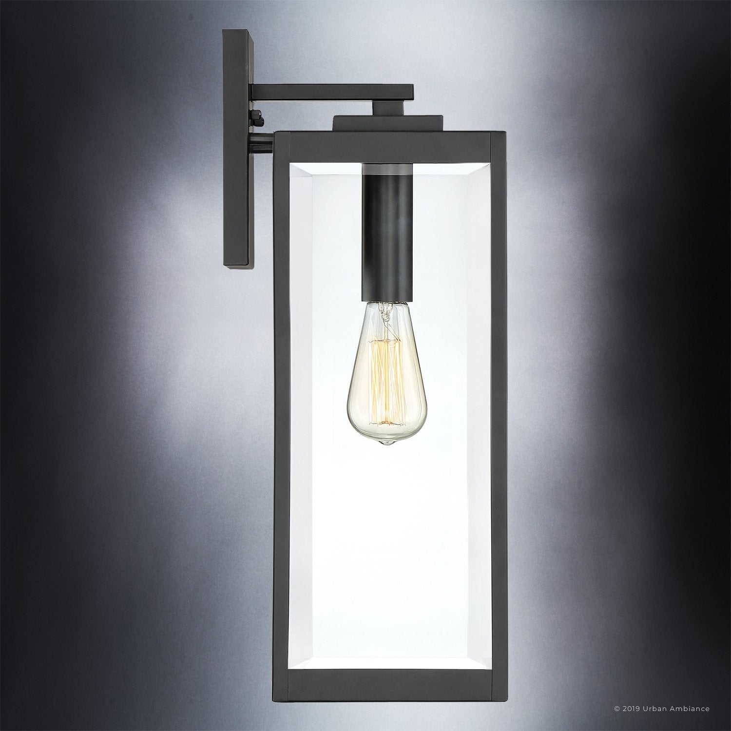 Buitenlamp Wandlamp Groot Zwart Staal Glas 51cm Modern Farmhouse Waterdicht | Sansoti