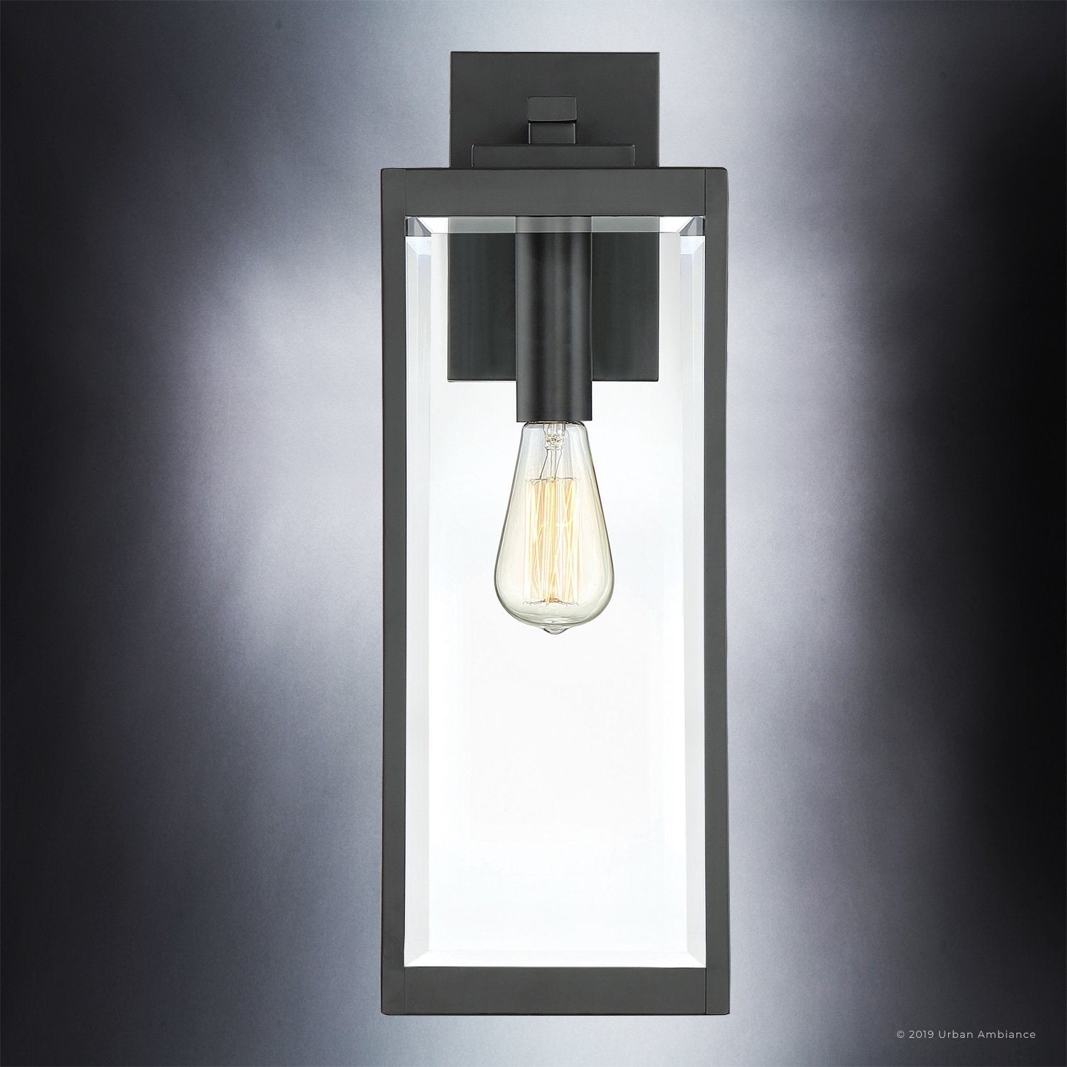 Buitenlamp Wandlamp Groot Zwart Staal Glas 51cm Modern Farmhouse Waterdicht | Sansoti