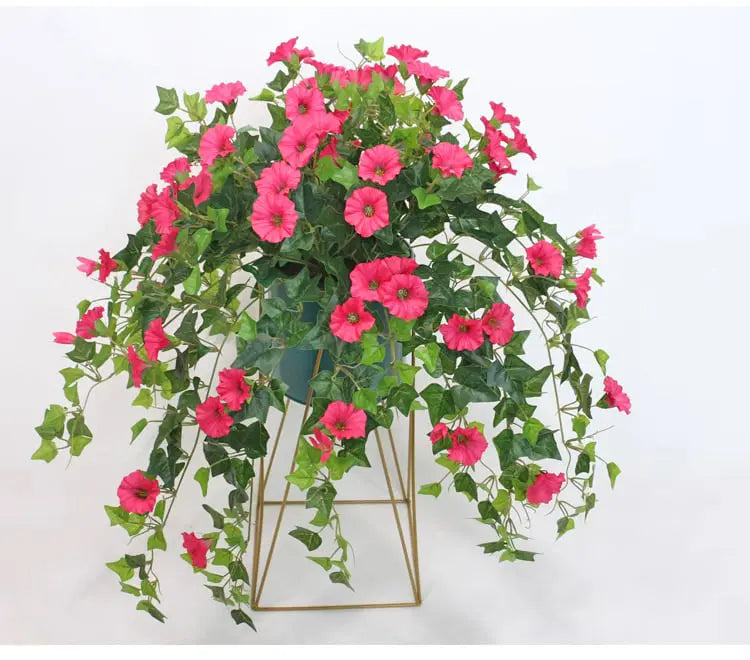 Kunsttak Ochtendglorie 65 cm UV-Bestendig 18 Zijden Bloemen Binnen Buiten Tuin Decoratie Nepbloem Kunstplant | Sansoti