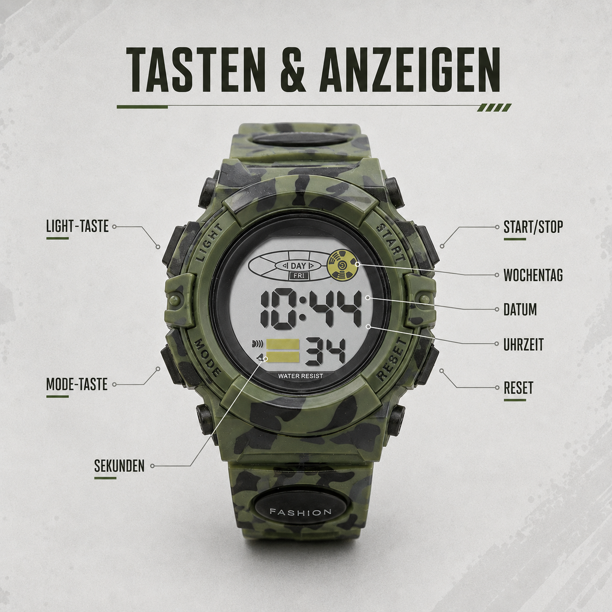 Digitaal Kinderhorloge Waterdicht & Stoßvastig – Datum Alarm Stopwatch Functie – Leerzame Sportuhr met Verlichting – PU Siliconen Band Jongens Meisjes 6-15 Jaar | Sansoti