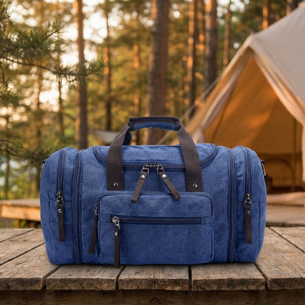 Erweiterbare Canvas-Wochenendtasche 40-50L aus Baumwolle, Reisetasche, Schultertasche, Sporttasche, Handgepäck für Kurzreisen | Sansoti