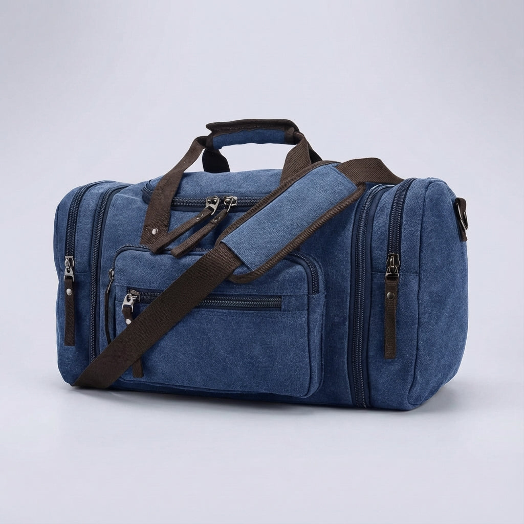 Erweiterbare Canvas-Wochenendtasche 40-50L aus Baumwolle, Reisetasche, Schultertasche, Sporttasche, Handgepäck für Kurzreisen | Sansoti