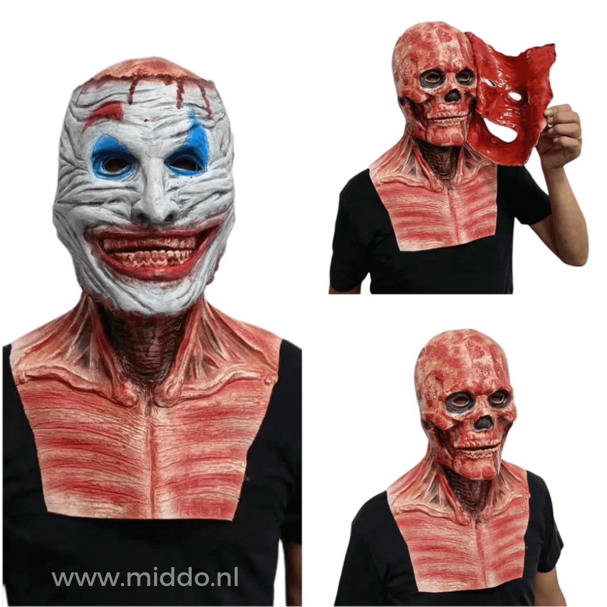 Latex-Horror-Vollgesichtsmaske mit beweglichem Kiefer, Peel-off-Schicht, realistisches Halloween-Kostümzubehör | Sansoti
