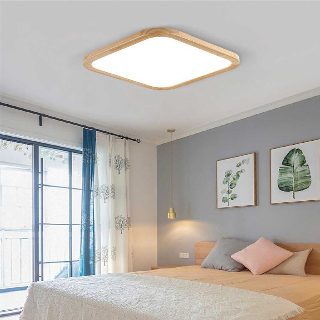 Ultradünne Holz-Deckenleuchte Full-Spectrum-LED Dimmbar mit Einstellbarer Farbtemperatur Modern Skandinavisch | Sansoti