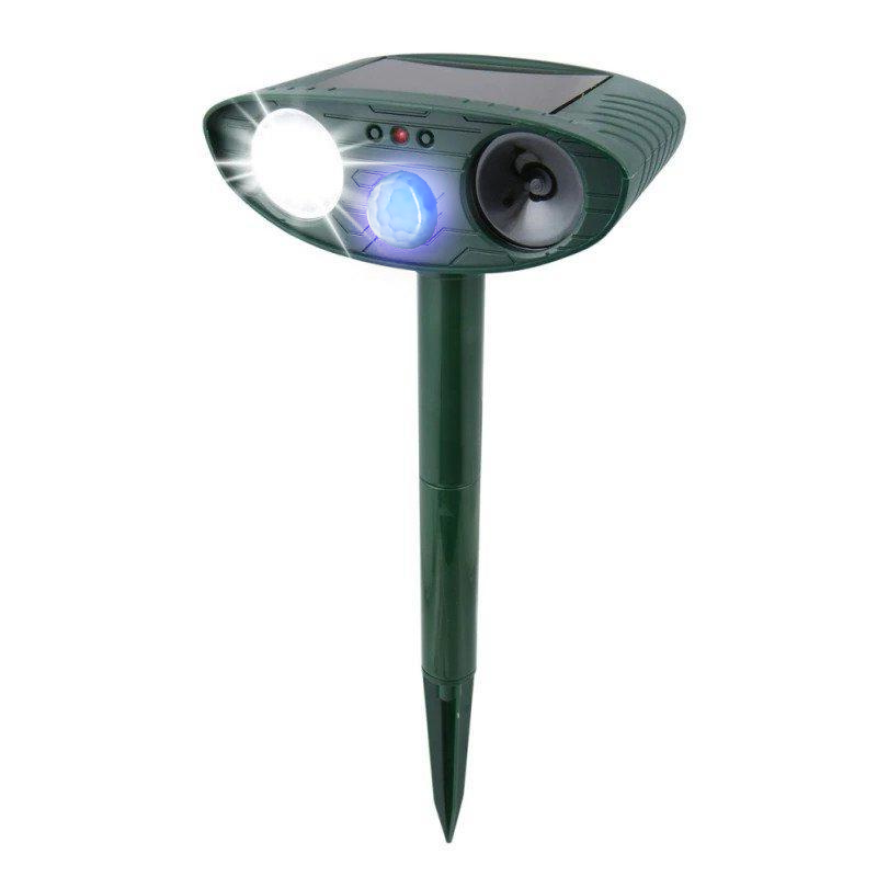 Ultraschall-Tiervertreiber mit Solarenergie und blinkendem LED-Licht, wasserdicht, für Garten und Rasen, Reichweite 225m² | Sansoti