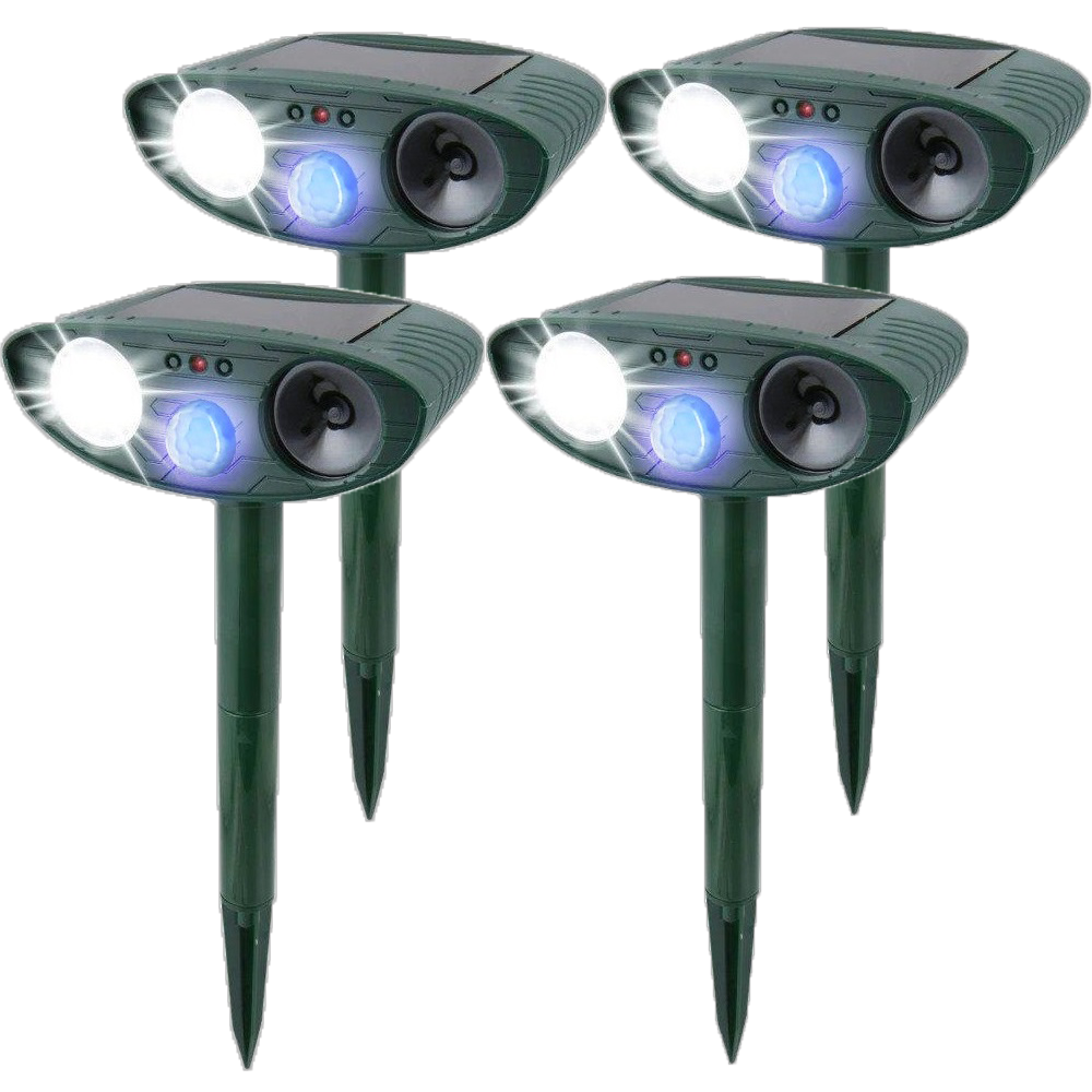 Ultraschall-Tiervertreiber mit Solarenergie und blinkendem LED-Licht, wasserdicht, für Garten und Rasen, Reichweite 225m² | Sansoti
