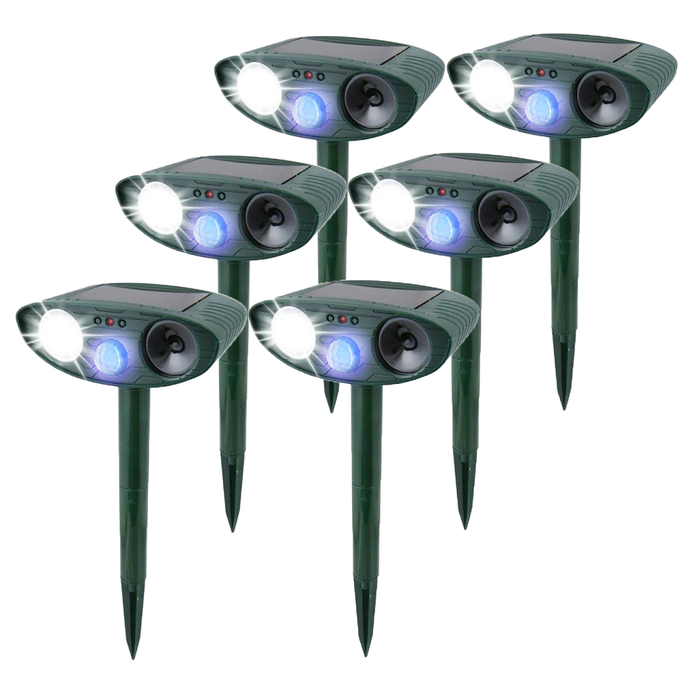 Ultraschall-Tiervertreiber mit Solarenergie und blinkendem LED-Licht, wasserdicht, für Garten und Rasen, Reichweite 225m² | Sansoti