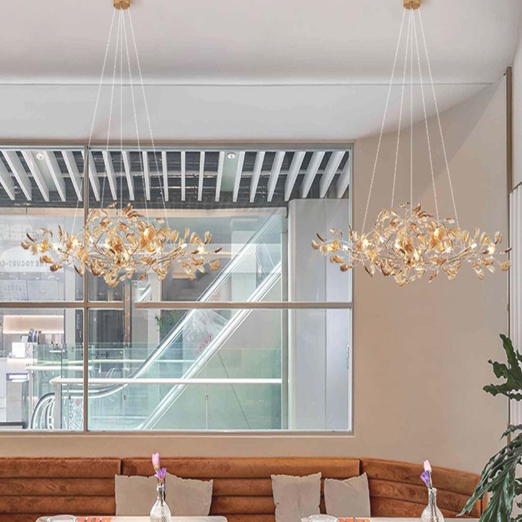 Ginkgo-Blatt-Hängeleuchte Acryl mit LED 3 Lichttemperaturen Modernes Design für Esszimmer Wohnzimmer Schlafzimmer | Sansoti
