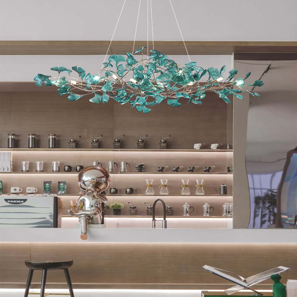 Ginkgo-Blatt-Hängeleuchte Acryl mit LED 3 Lichttemperaturen Modernes Design für Esszimmer Wohnzimmer Schlafzimmer | Sansoti