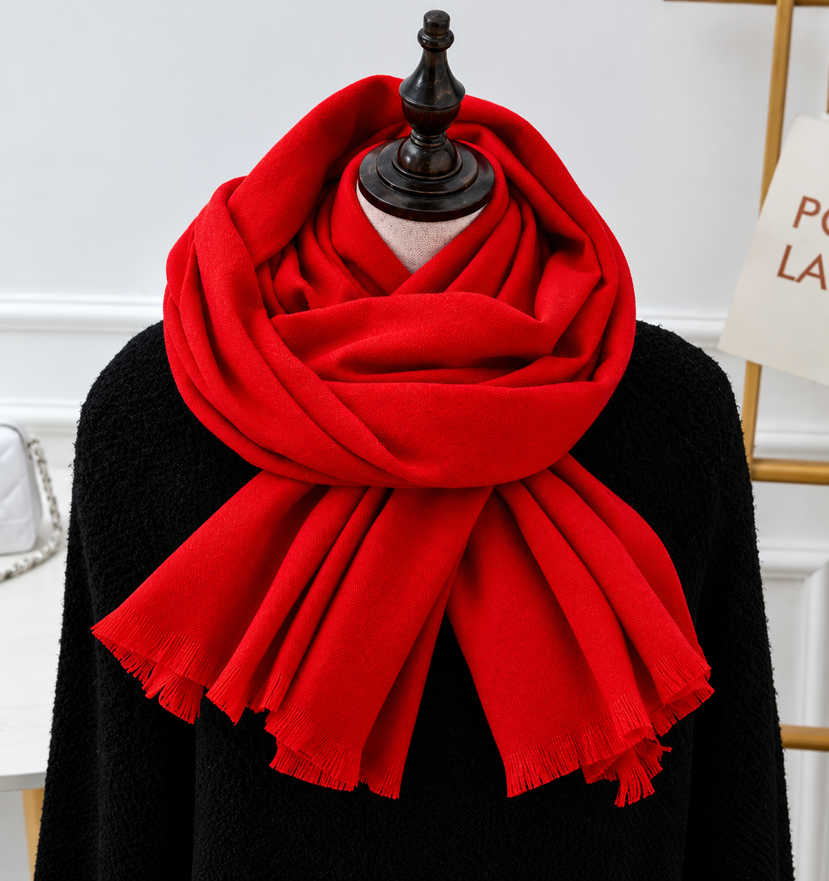 Knitted Scarf Fine-Woven Unisex Elongated Draping Winter Accessory Autumn-Winter Warm | Sansoti