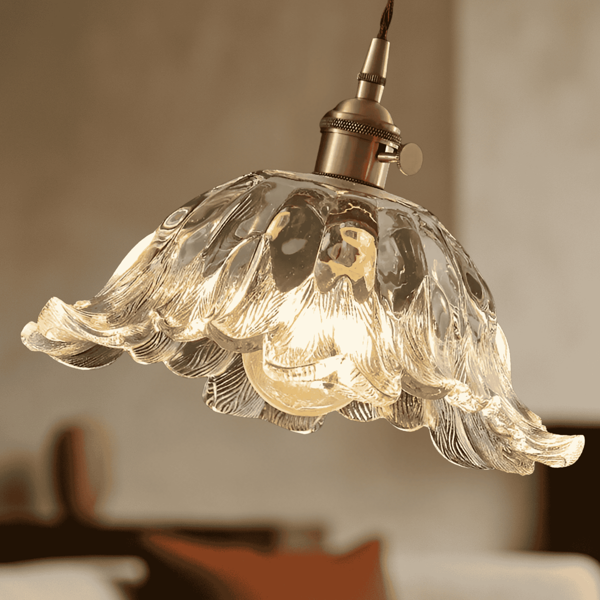 Suspension en noyer avec verre et laiton Éclairage d'ambiance pour salle à manger cuisine salon Style Vintage Rétro | Sansoti