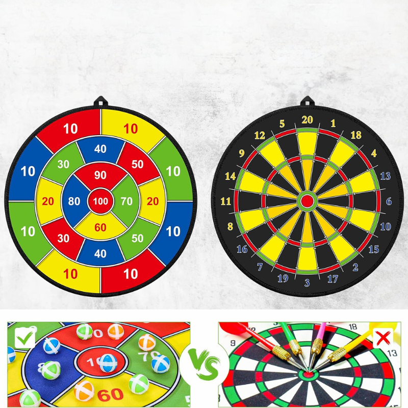 Dartbord voor Kinderen met Klittenballetjes – Dubbelzijdig Outdoor & Indoor Spel | Sansoti