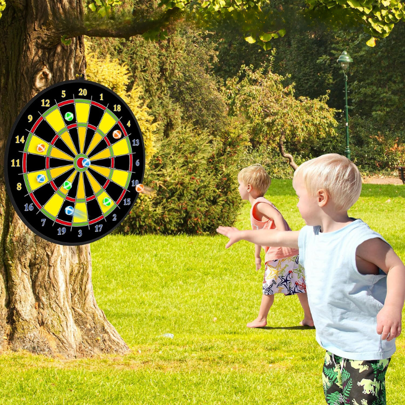 Dartbord voor Kinderen met Klittenballetjes – Dubbelzijdig Outdoor & Indoor Spel | Sansoti