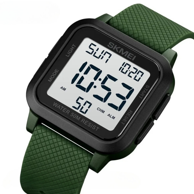 Waterdichte Outdoor Herenhorloge met Militair Design – Robuust Sporthorloge 5 ATM – 40 mm Wijzerplaat met Kunststof Band 20 mm | Sansoti