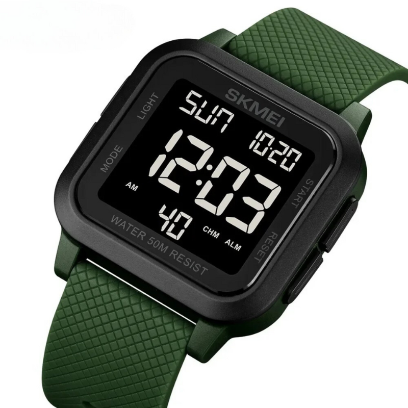 Waterdichte Outdoor Herenhorloge met Militair Design – Robuust Sporthorloge 5 ATM – 40 mm Wijzerplaat met Kunststof Band 20 mm | Sansoti