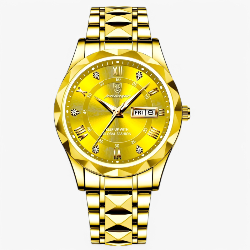 Luxe Herenhorloge met Kwartsmechanisme – Roestvrij Staal Armband – Zilver Zwart Goud – Waterbestendig Polshorloge voor Mannen 42mm | Sansoti