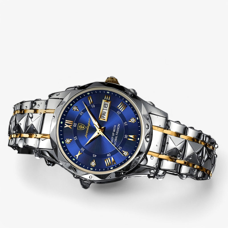 Luxe Herenhorloge met Kwartsmechanisme – Roestvrij Staal Armband – Zilver Zwart Goud – Waterbestendig Polshorloge voor Mannen 42mm | Sansoti
