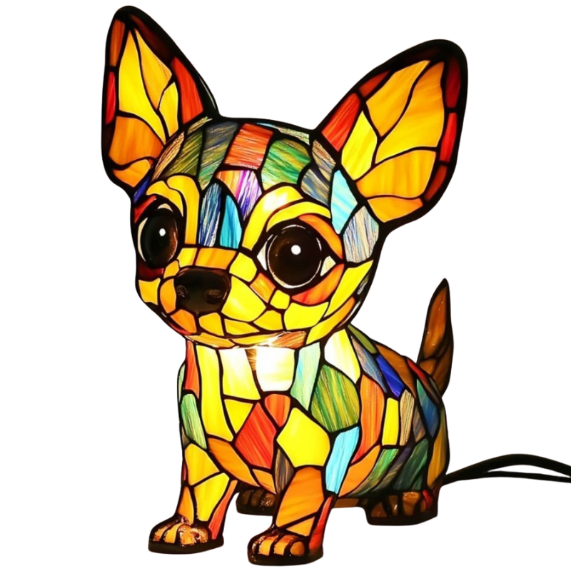 LED Dog Lamp Table Chihuahua Decorative Animal Lighting Accessory Warm White Handmade Artwork for Living and Bedroom Gift for Dog Lovers | Sansoti