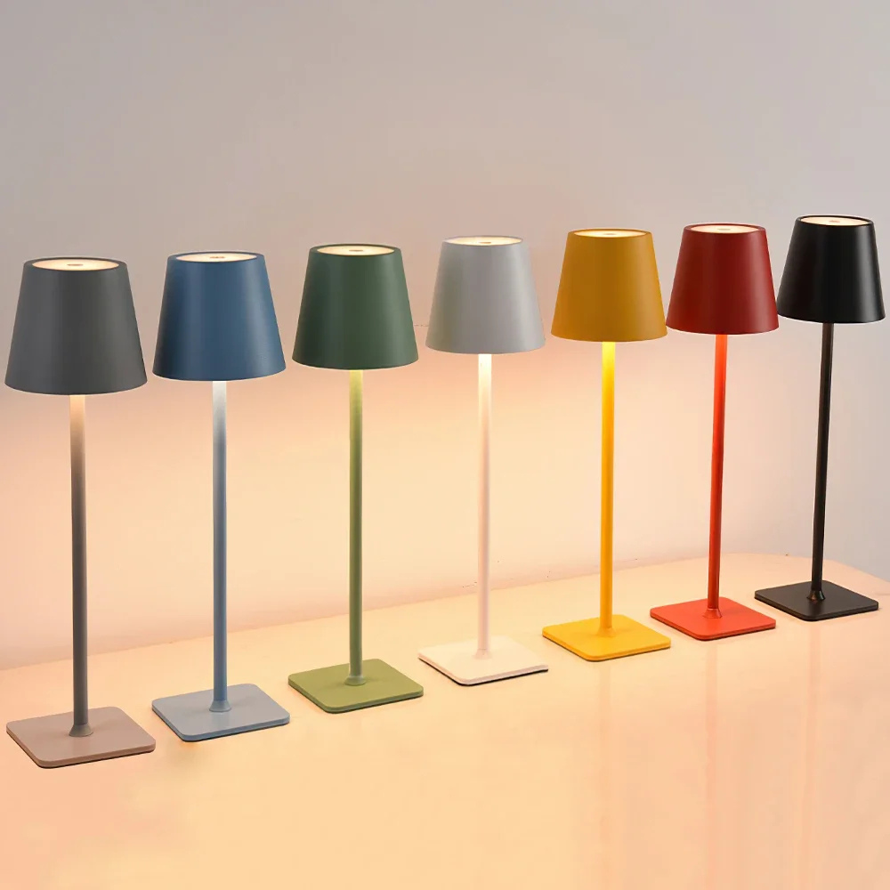 Wireless Table Lamp Dimmable Rechargeable 38cm Metal LED Touch Indoor Outdoor IP54 Waterproof Ambient Lighting | Sansoti