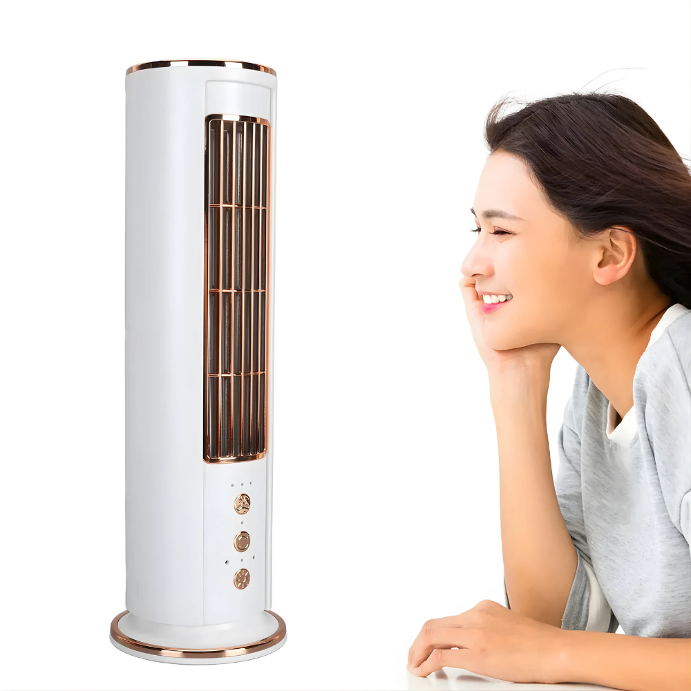 Compact Table Fan USB Rechargeable 3 Speeds Whisper Quiet Bladeless for Office Bedroom | Sansoti