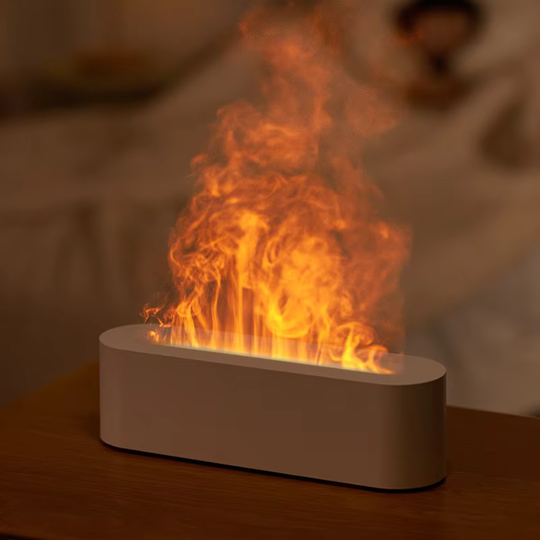 Aromatherapie Diffuser met Vlameffect - Luchtbevochtiger met Kalmerend Lichtspel - 150ml Geurverspreider voor Ontspanning en Sfeer | Sansoti