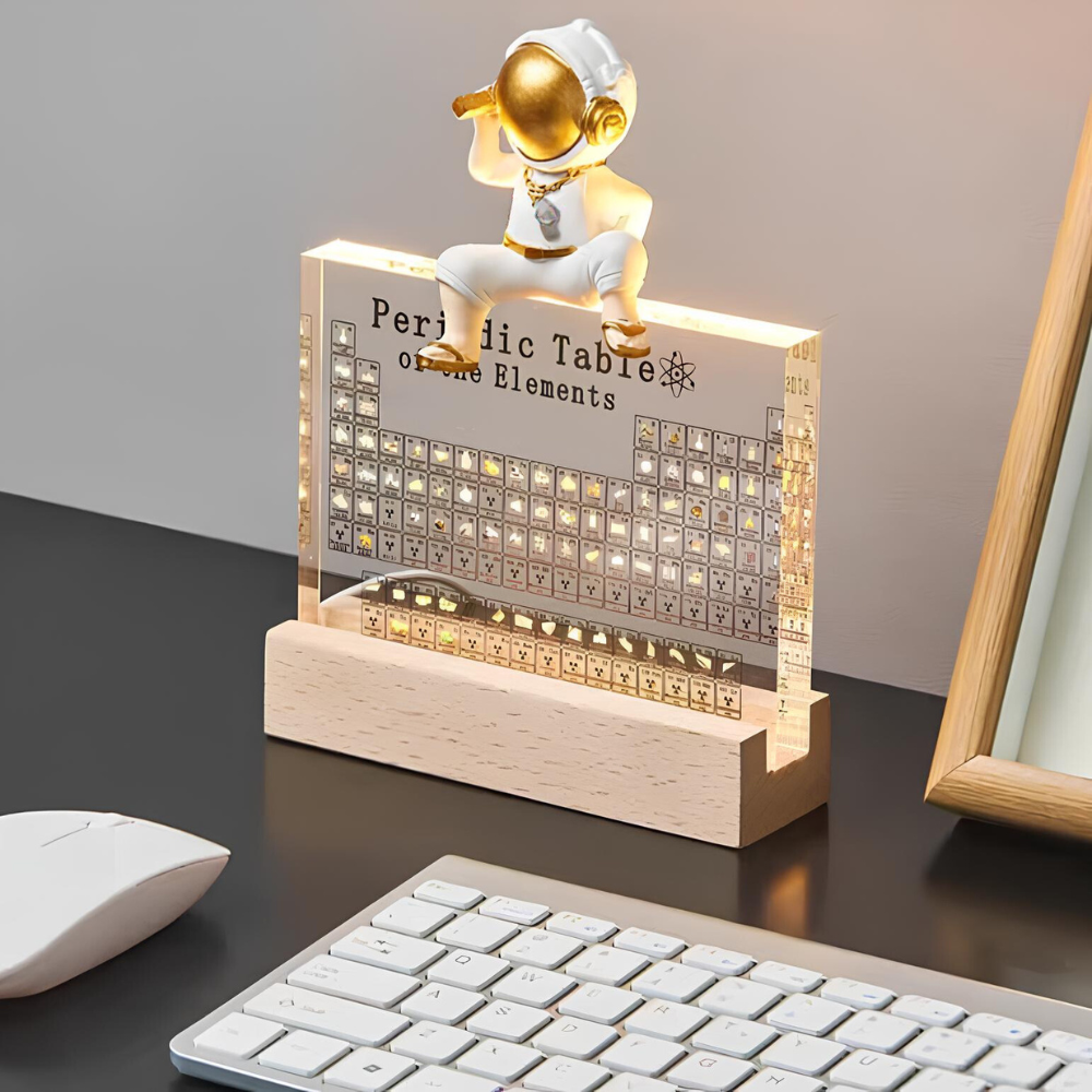 Illuminated Periodic Table 83 Real Elements Acrylic Wood Display Chemistry Decoration Educational Gift | Sansoti