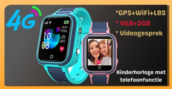 Kinder GPS Horloge met 4G en SOS – Smartwatch met Bellen en Tracking