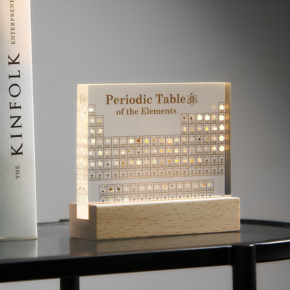 Illuminated Periodic Table 83 Real Elements Acrylic Wood Display Chemistry Decoration Educational Gift | Sansoti