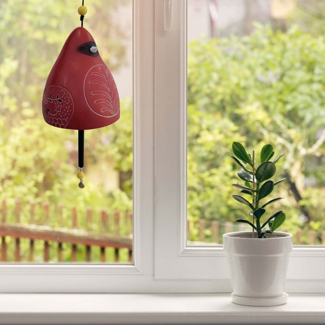 Hand-Painted Bird Clock Wind Chime Made of Resin for Garden and Balcony 6 Nature-Themed Designs with Cord Decoration | Sansoti