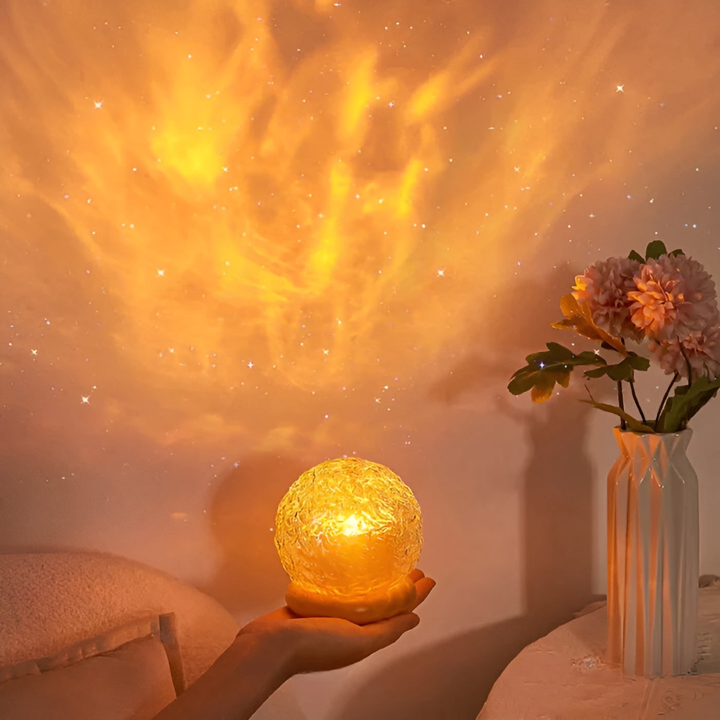 Lampe projecteur Projection d'ondes 360° Pivotante Dimmable USB Chambre Éclairage d'ambiance Boule de cristal Mur Plafond | Restfield