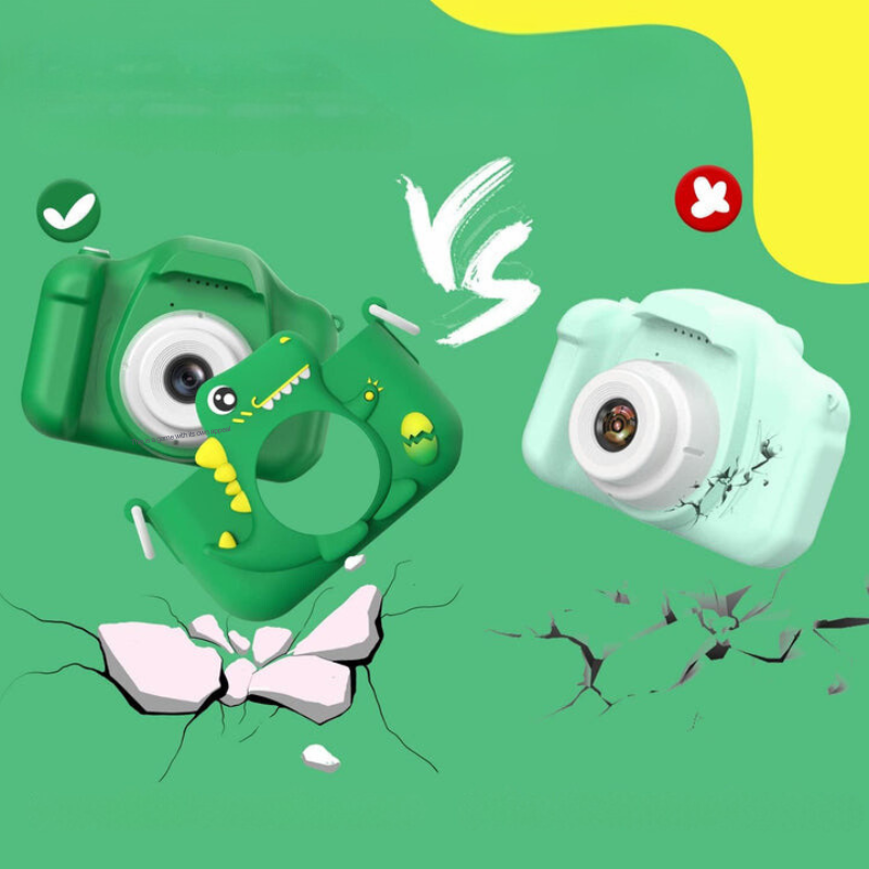 Kindercamera met Dinosaurusdesign – Fototoestel voor Jonge Ontdekkers met HD-Opname & Speelse Dino-Stickers | Sansoti