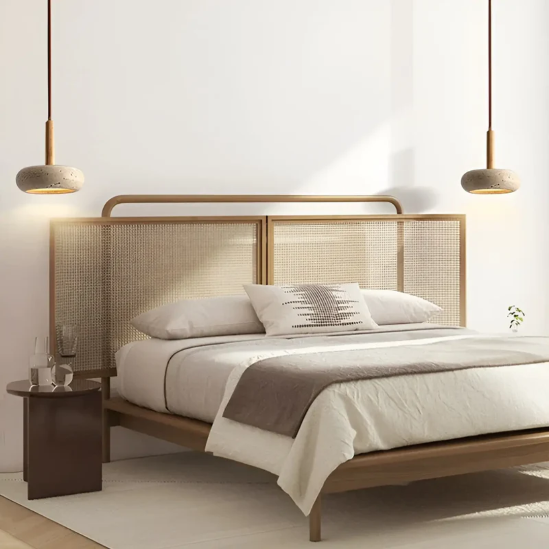 Hanglamp Japanse Stijl LED Natuursteen Hout Verstelbaar Ø15cm Warm Licht Woonkamer Eetkamer Sfeervol | Sansoti