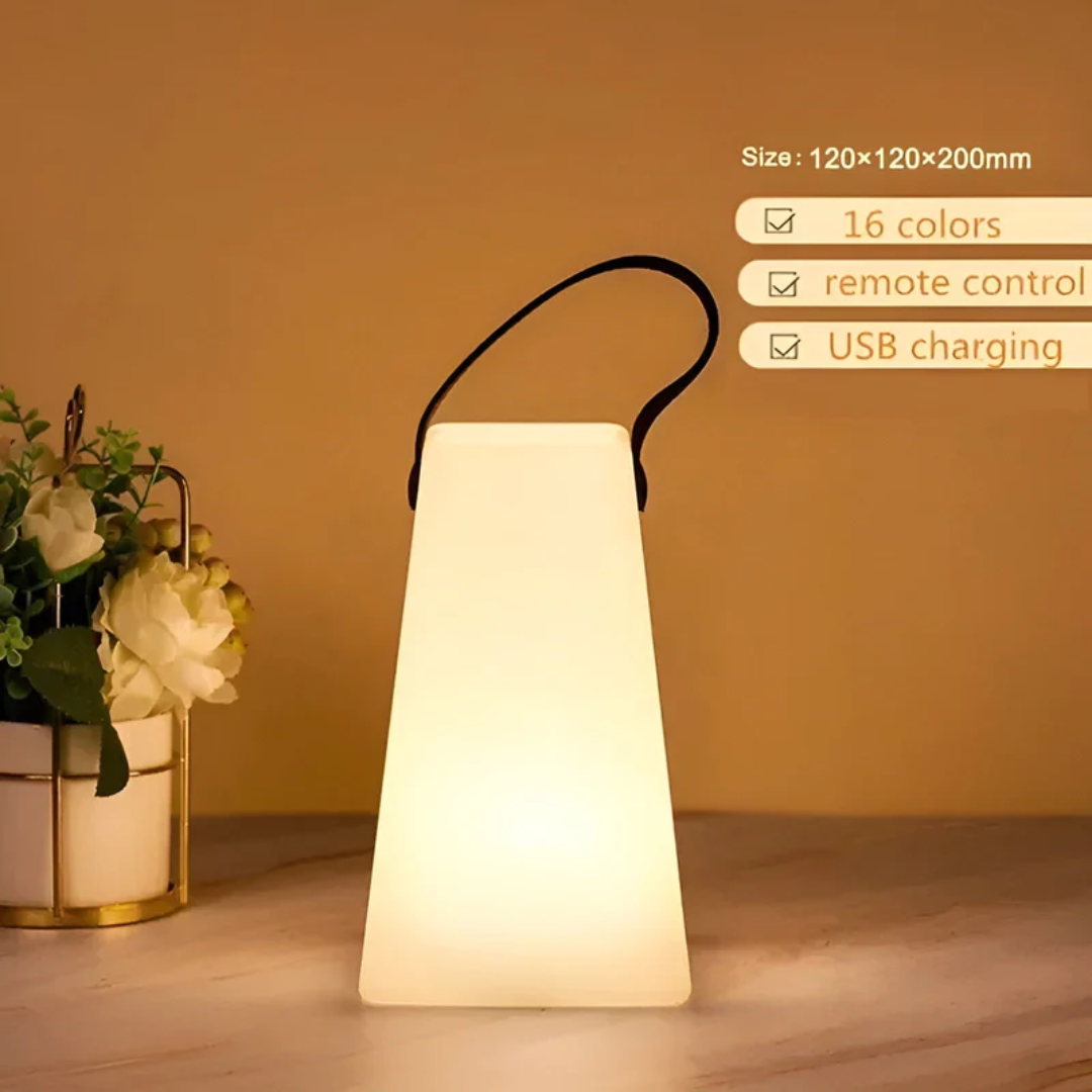 Draadloze Oplaadbare Tafellamp Waterdicht LED 16 Kleuren met Afstandsbediening voor Binnen en Buiten | Sansoti