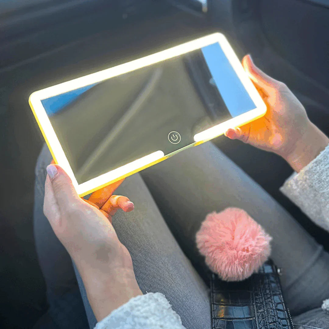 Verlichte Make-upspiegel voor Auto — 3 Lichtinstellingen LED Cosmeticaspiegel met Clip — Oplaadbaar Reisspiegel voor Zonwering en Thuisgebruik | Sansoti