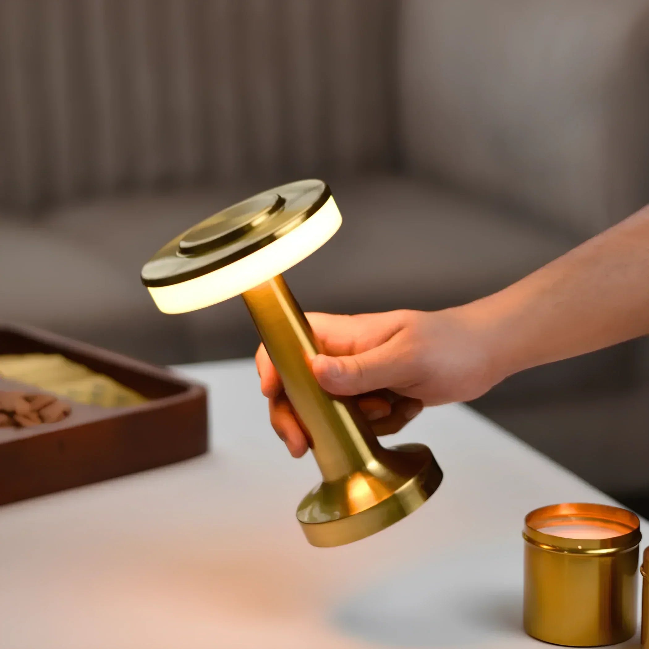 Tafellamp Draadloos Oplaadbaar Dimbaar Metaal LED 3 Lichtkleuren USB-C Goud Zilver Zwart Retro Restaurant Bar Nachtkastje Sfeerlamp Draagbaar | Sansoti