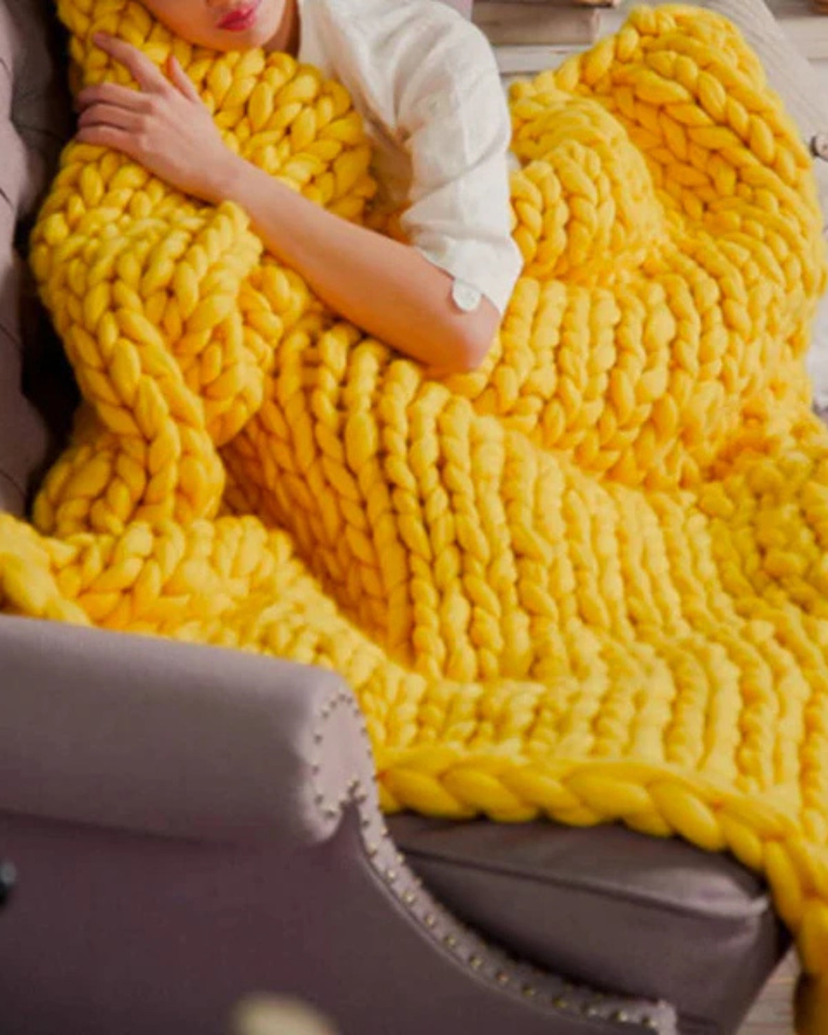 Handgebreid Chunky Plaid – Dik Gebreide Deken in Zachte Chenille voor Bank en Bed | Sansoti