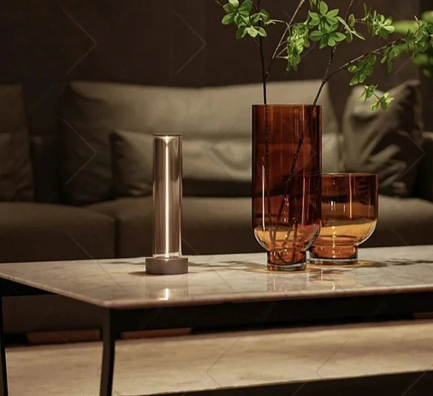 Aluminum Table Lamp with Touch Control, 3 Dimming Levels, USB Charging Port, LED Dimmable, Modern Minimalist Design | Sansoti