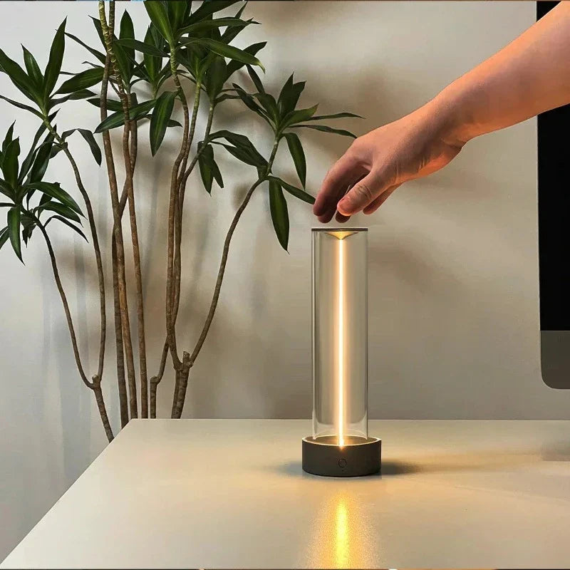 Aluminum Table Lamp with Touch Control, 3 Dimming Levels, USB Charging Port, LED Dimmable, Modern Minimalist Design | Sansoti