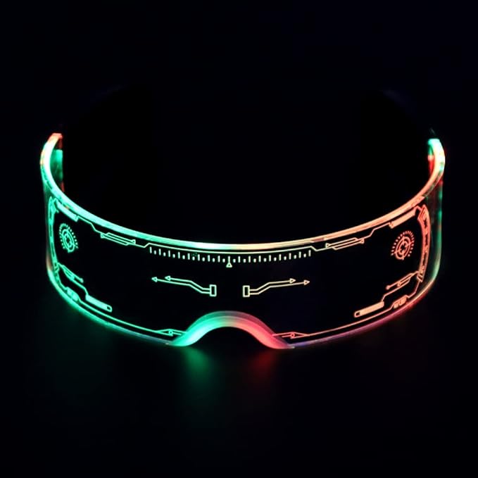 LED-Visierbrille mit beleuchtetem Cyberpunk-Look für Partys, Festivals und Halloween - futuristisches Design für Cosplay | Sansoti