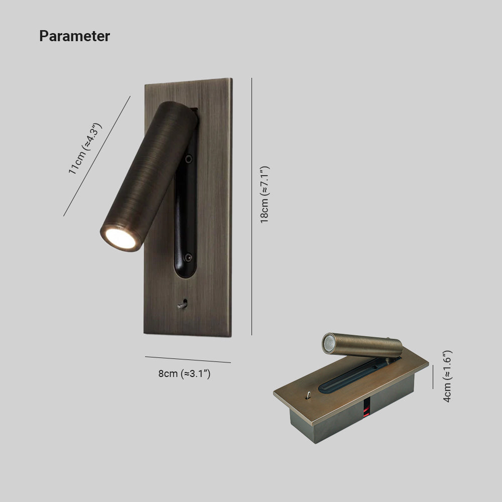 Industrielle Aluminium-Wandleuchte LED 3000K-6000K mit Schalter, minimalistische Design-Wandbeleuchtung für Innenräume | Sansoti
