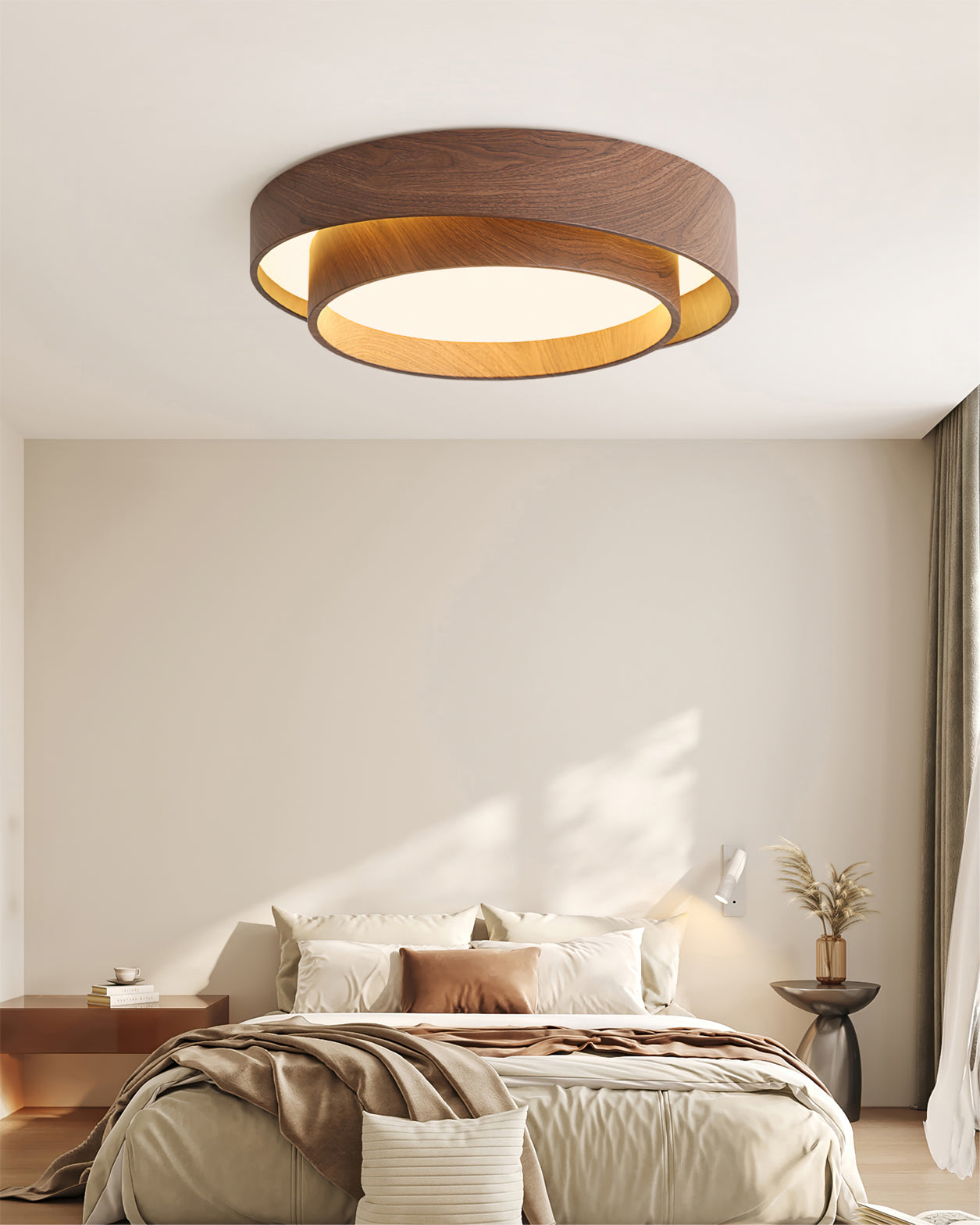 Plafondlamp Walnootlook LED Rond 40cm 50cm Modern Design | Sansoti