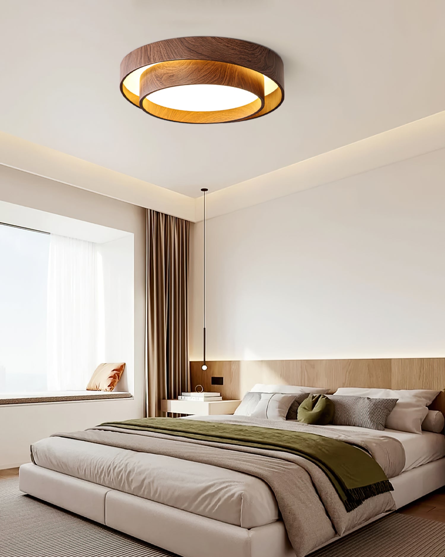 Plafondlamp Walnootlook LED Rond 40cm 50cm Modern Design | Sansoti