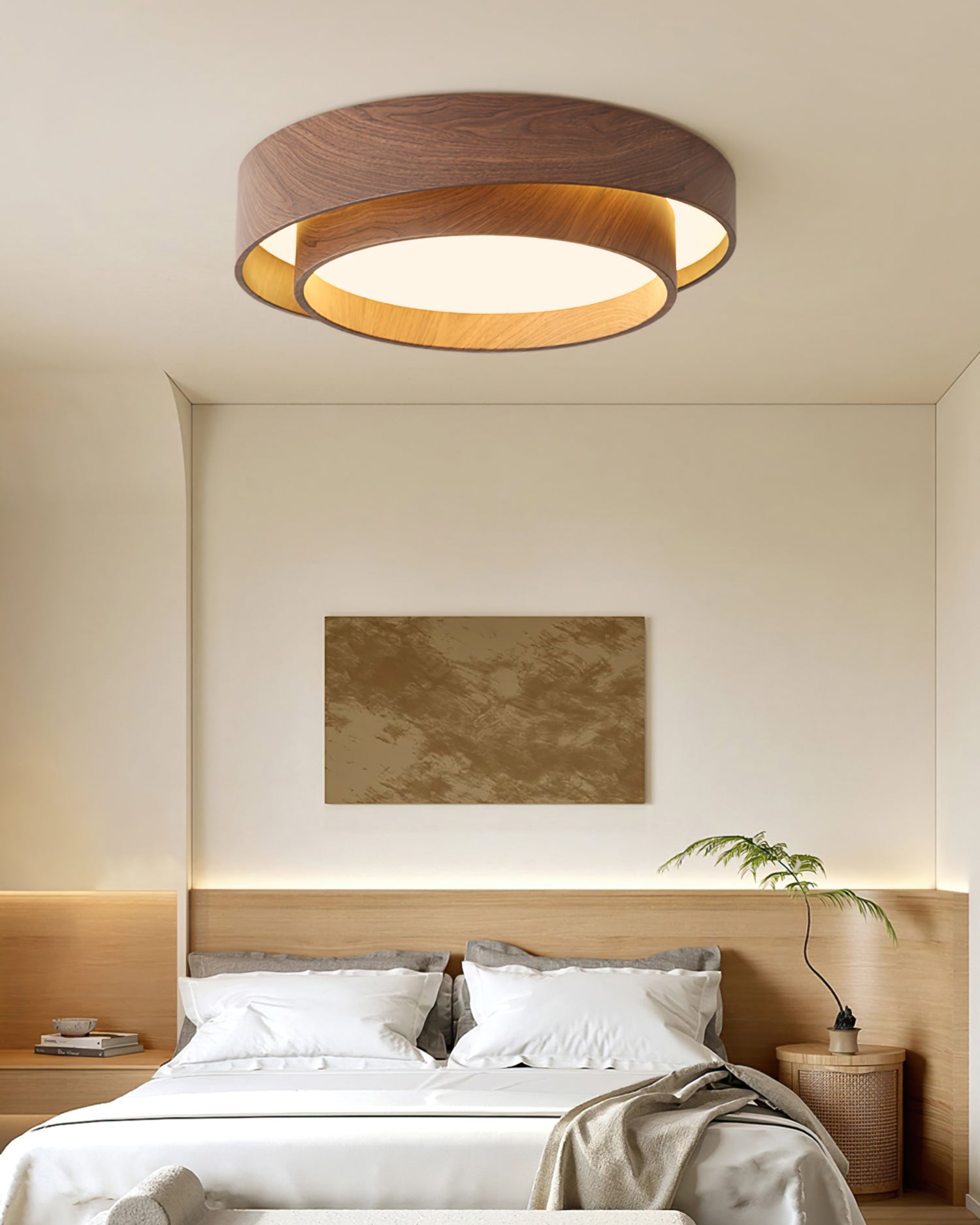 Plafondlamp Walnootlook LED Rond 40cm 50cm Modern Design | Sansoti