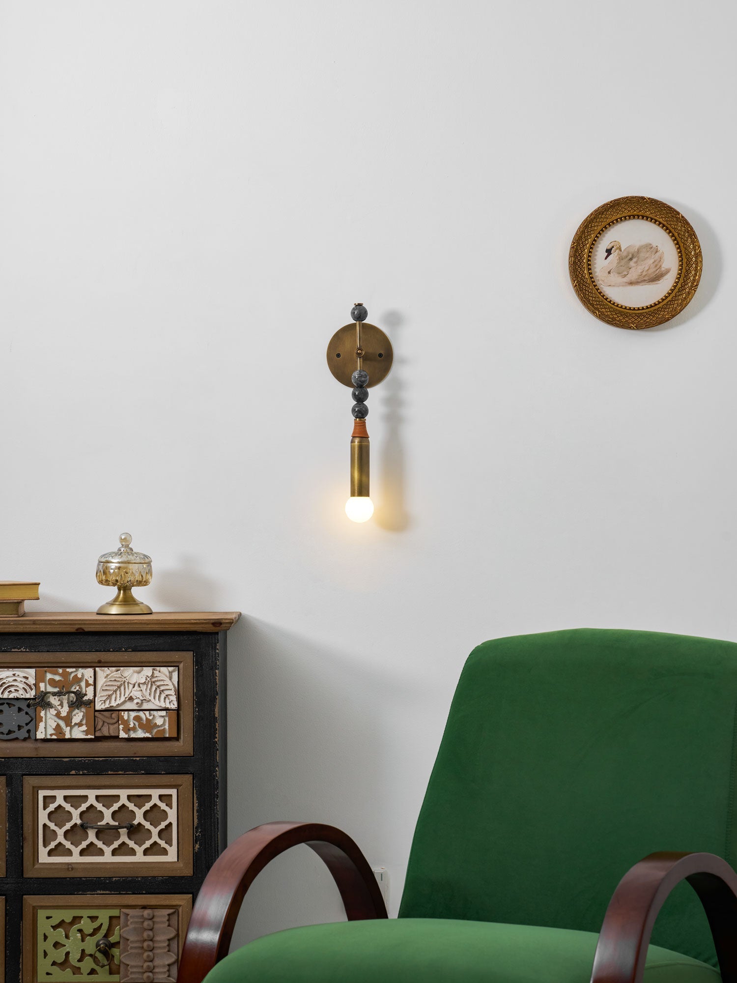Toam Wandlamp Marmer Messing – Persepolis Geïnspireerd Design met Antique Brass Afwerking 18.9 en 27.6 inch | Sansoti