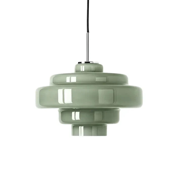 Gelaagde Glazen Hanglamp – Modern Design met Glanzende Afwerking – Groen, Amber, Rookgrijs, Roze | Sansoti