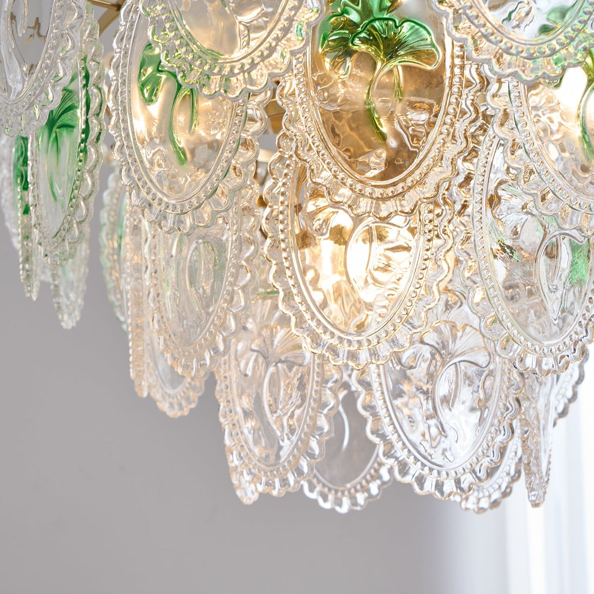 Lustre Perles en verre Métal doré Design à plusieurs niveaux Douille E14 Suspension Salon Salle à manger | Sansoti